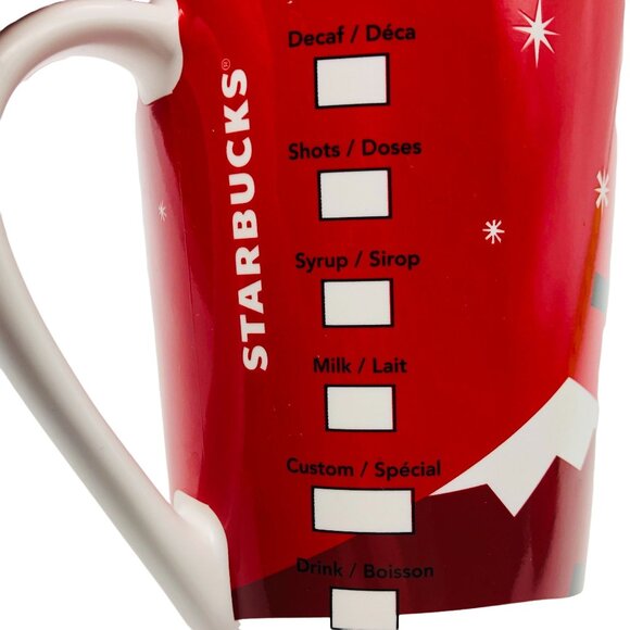 Starbucks 2011 Holiday Tall Mug Cup Bone China Red Sledding Dog - Picture 6 of 10
